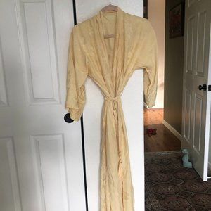 Yellow Silk Robe Floral Pattern